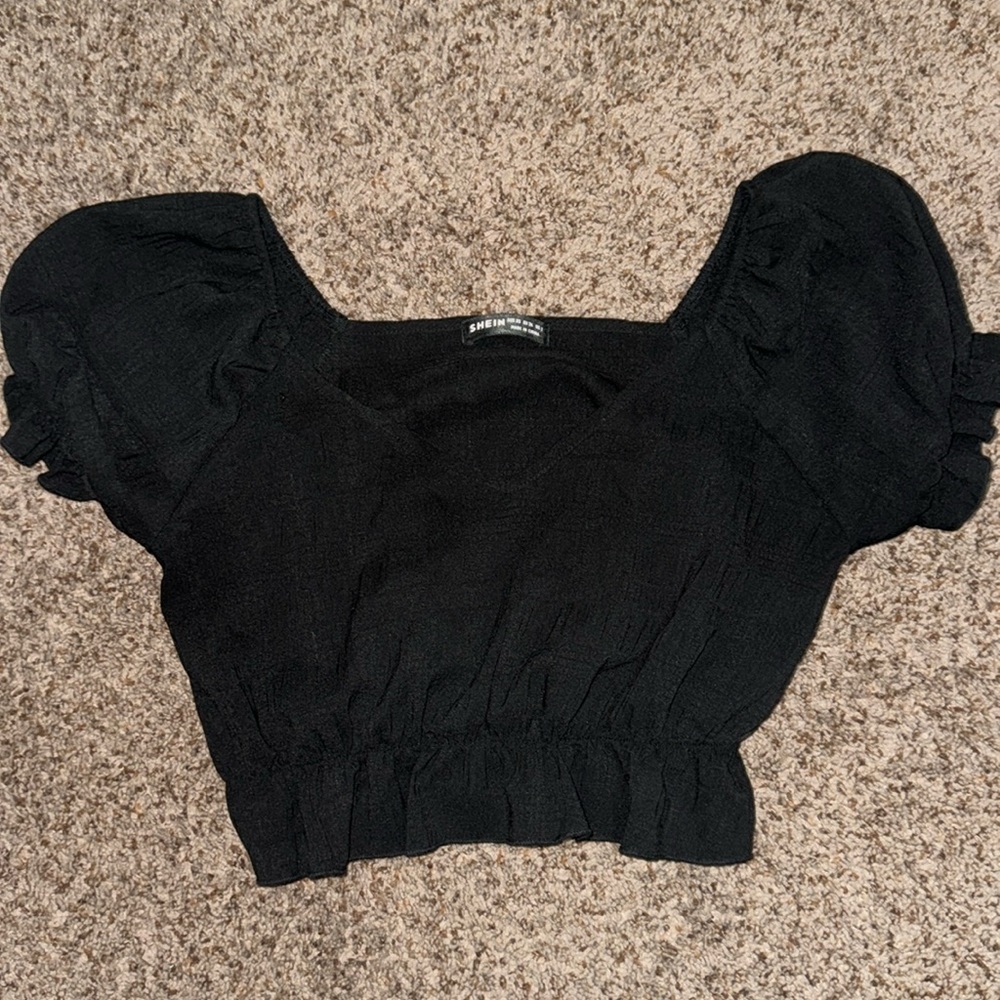 black ruffle shein top size XS!!